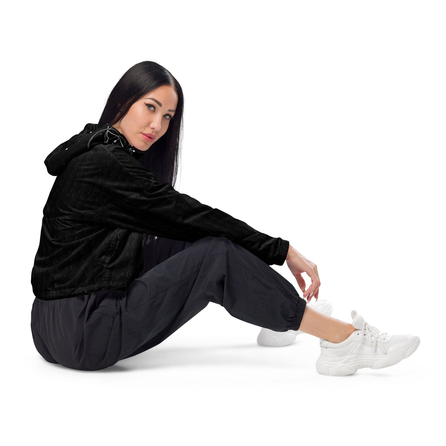 UNDER THE INFLUENCE. Women’s cropped water resistant windbreaker. BE A WITCH.