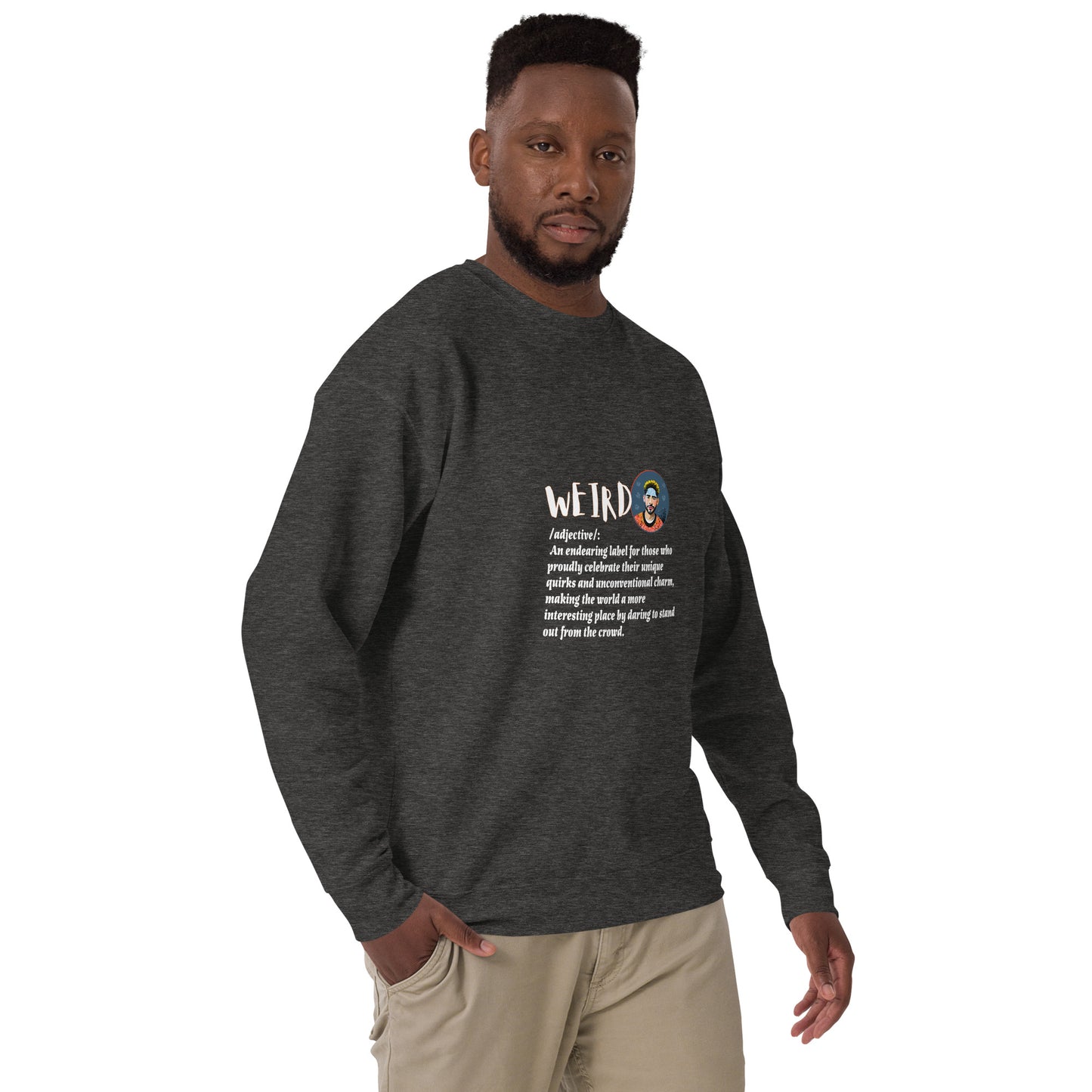 LABELLED. Unisex Premium Sweatshirt. WEIRD.