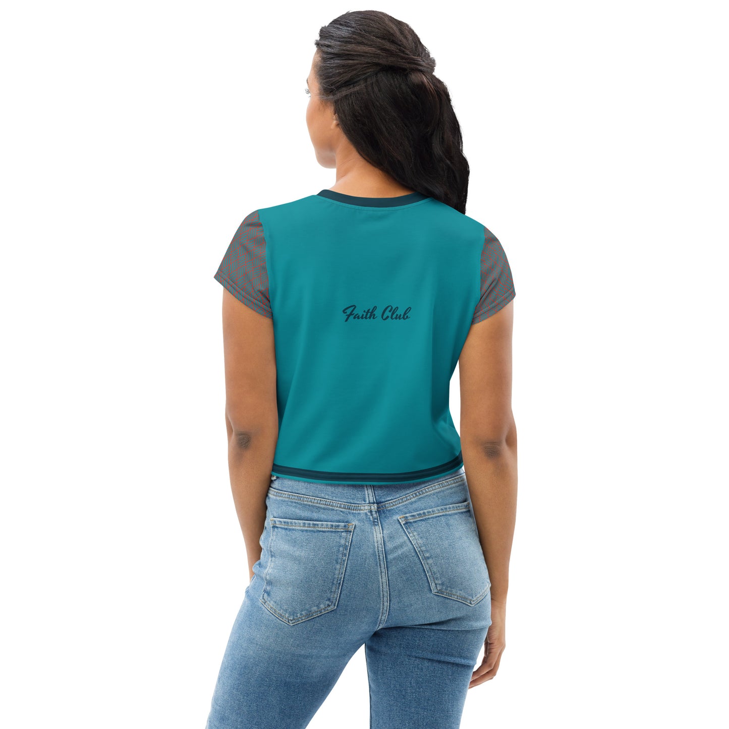 ATTITUDE. All-Over Print Crop Tee. FAITH CLUB.
