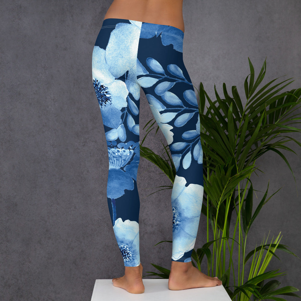 FLOWER POWER! Leggings, blue.