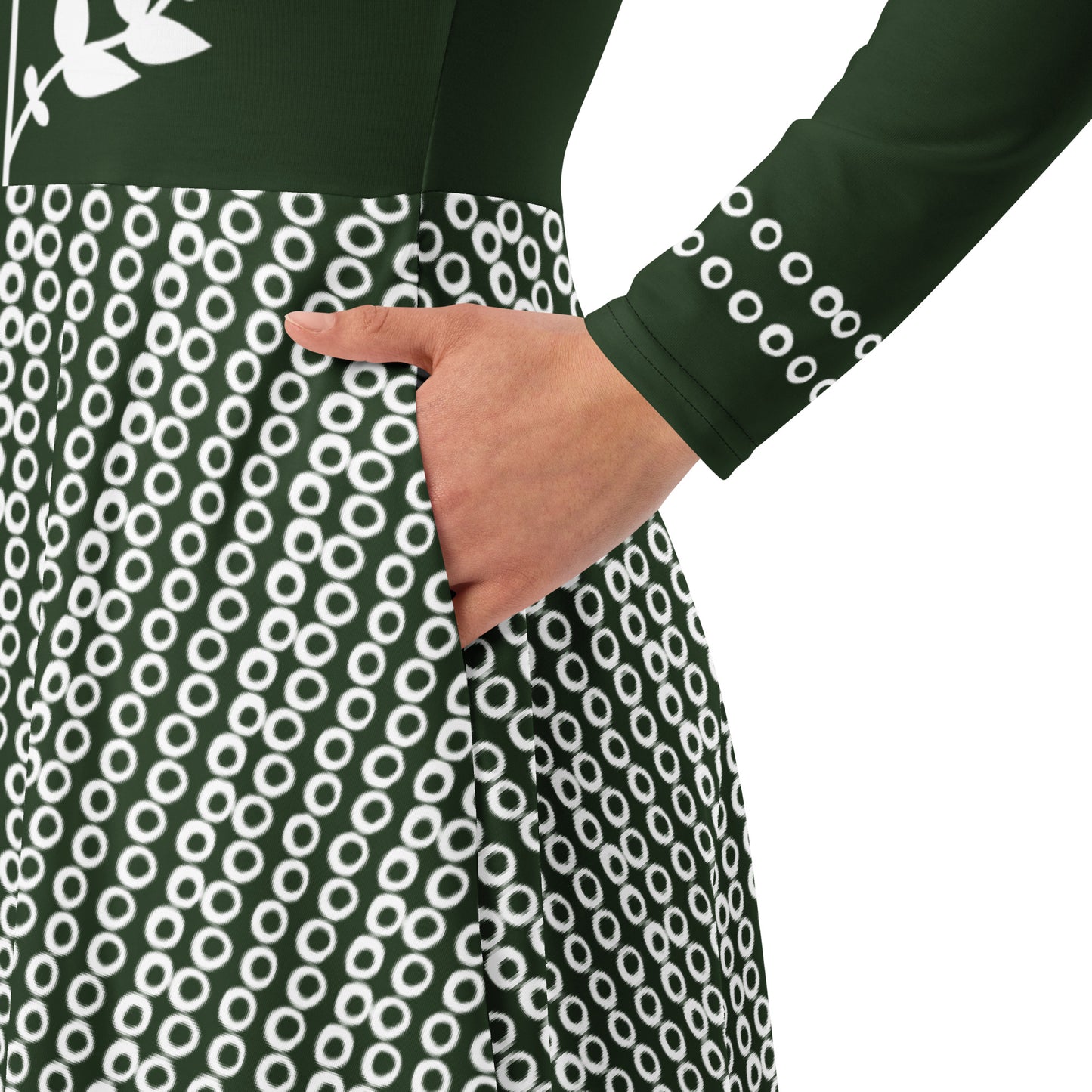 ROOTS! All-over print long sleeve midi dress. FOLKLORE.