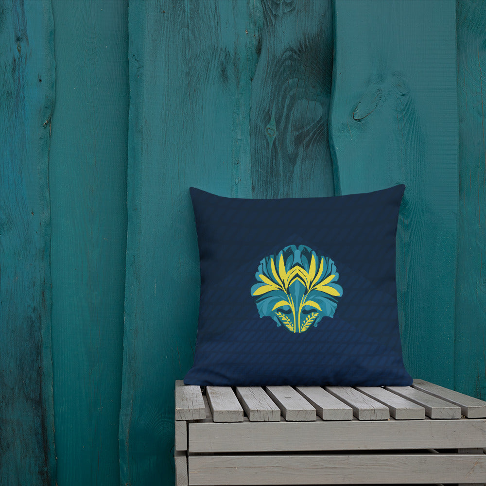 VIBE TRIBE. Premium Pillow. Pachamama. Dark blue.
