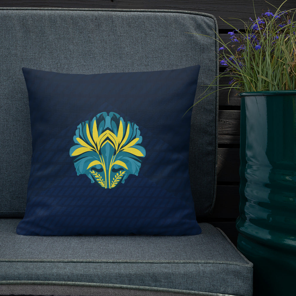TRIBAL. Premium Pillow. Pachamama. Dark blue.