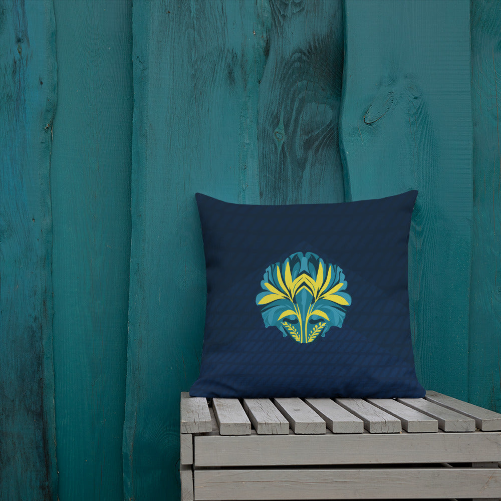 VIBE TRIBE. Premium Pillow. Pachamama. Dark blue.