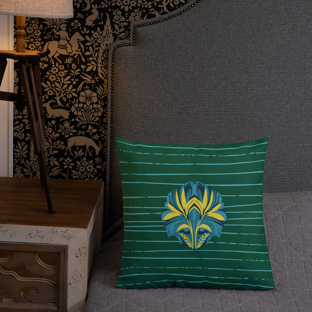 VIBE TRIBE. Premium Pillow. Pachamama. Green.