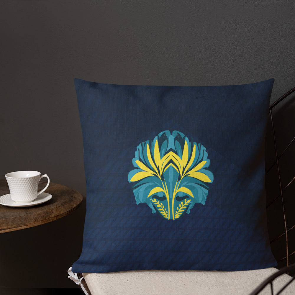 TRIBAL. Premium Pillow. Pachamama. Dark blue.