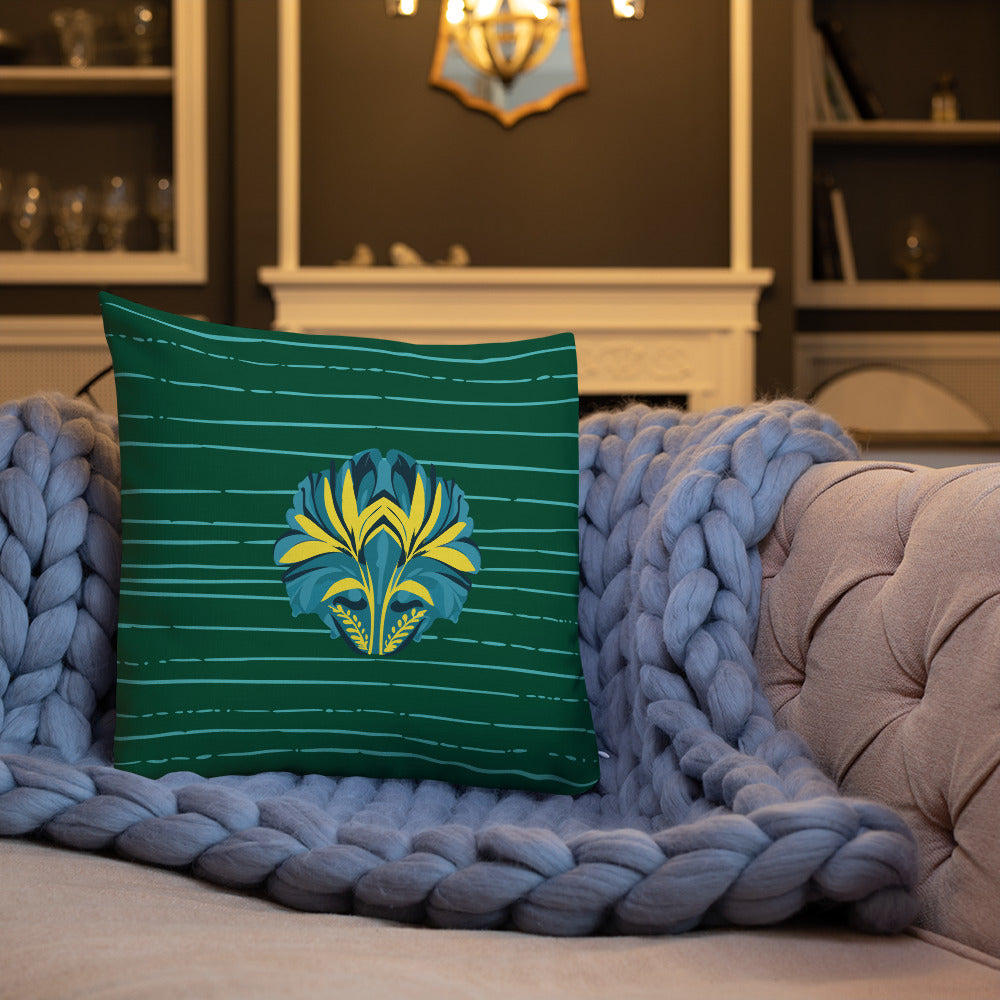 VIBE TRIBE. Premium Pillow. Pachamama. Green.