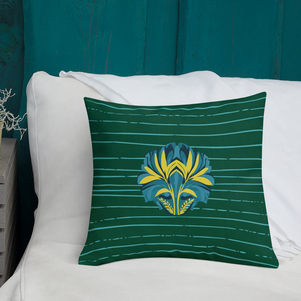VIBE TRIBE. Premium Pillow. Pachamama. Green.
