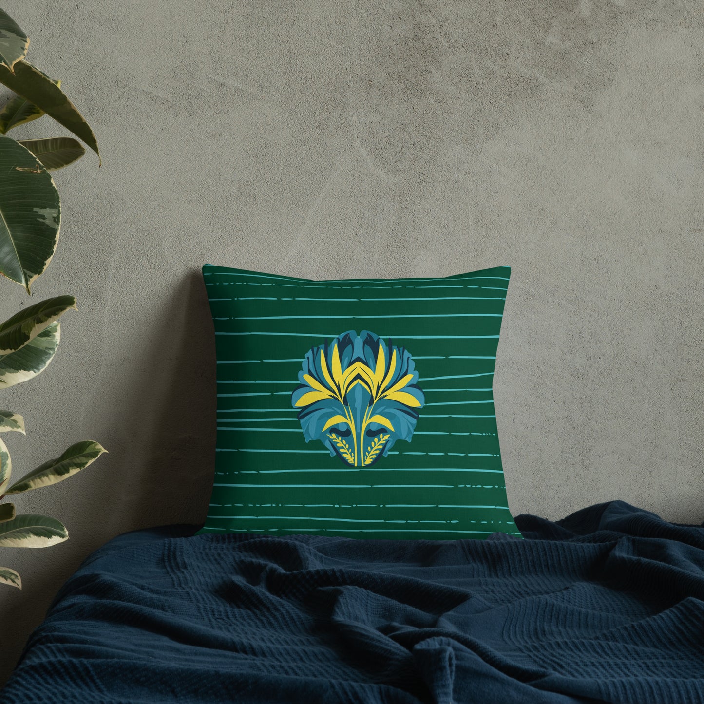 VIBE TRIBE. Premium Pillow. Pachamama. Green.