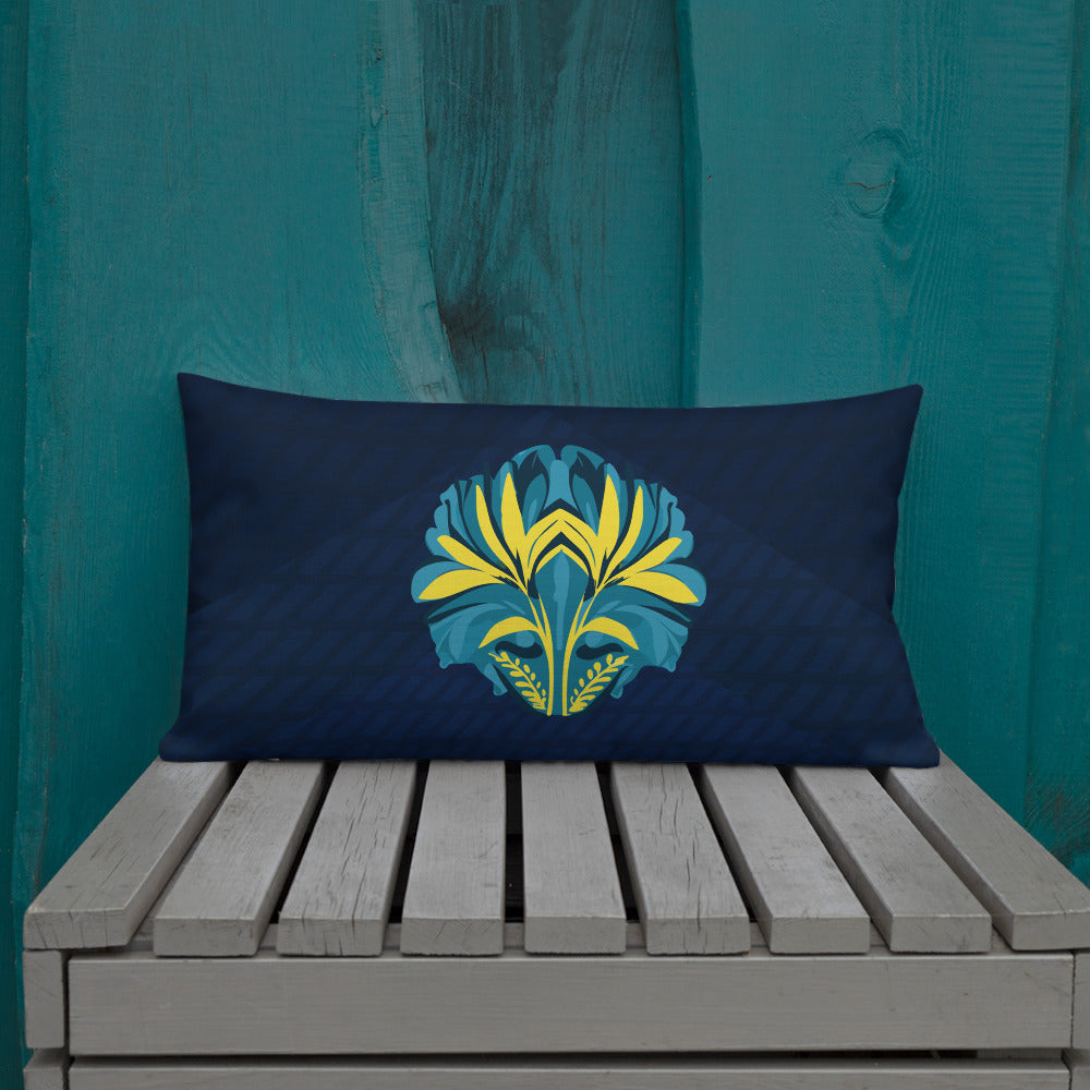 TRIBAL. Premium Pillow. Pachamama. Dark blue.
