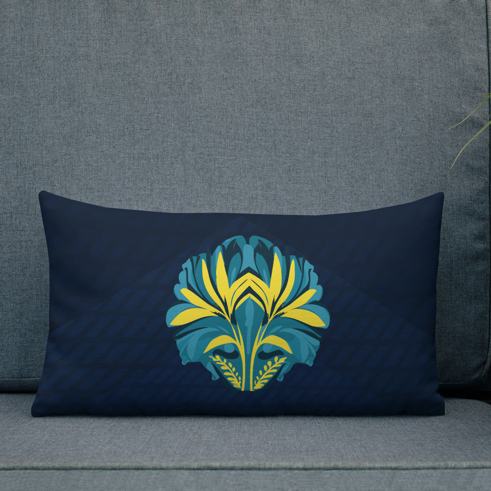 TRIBAL. Premium Pillow. Pachamama. Dark blue.
