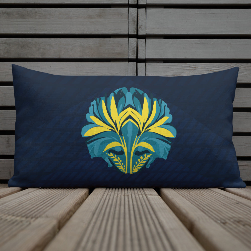 TRIBAL. Premium Pillow. Pachamama. Dark blue.