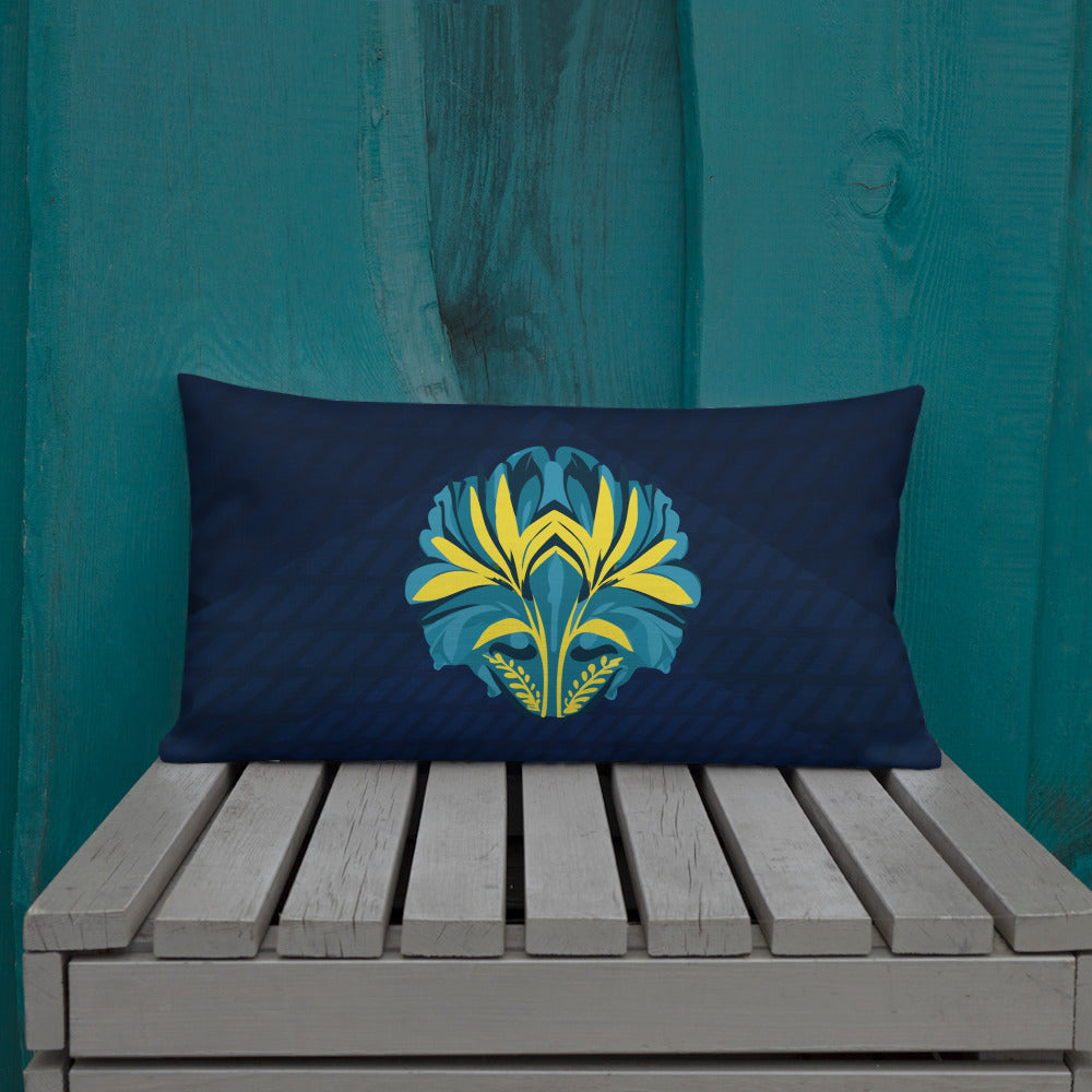 VIBE TRIBE. Premium Pillow. Pachamama. Dark blue.