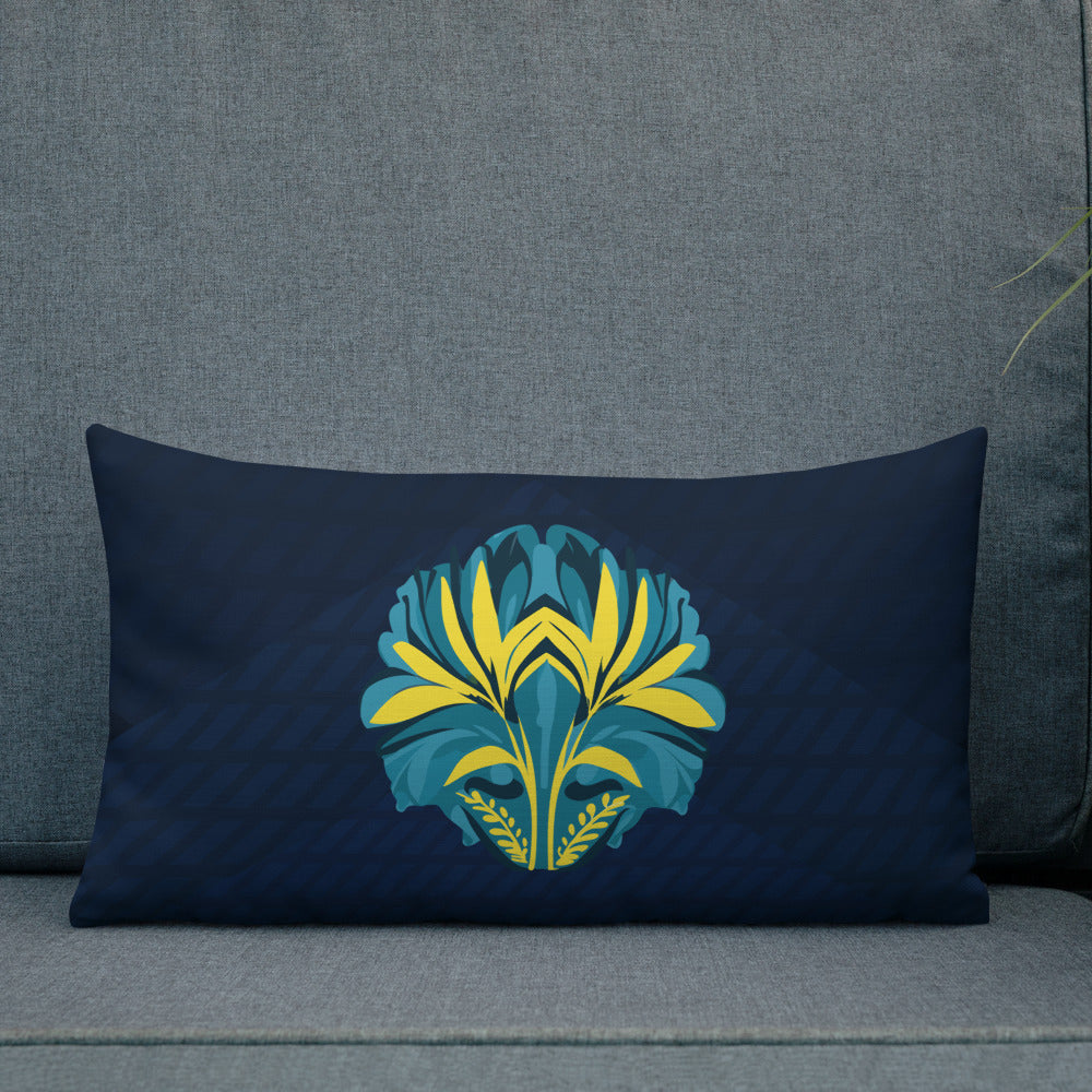TRIBAL. Premium Pillow. Pachamama. Dark blue.