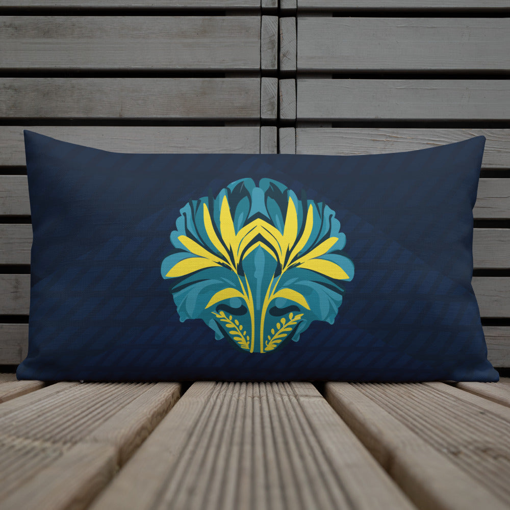 TRIBAL. Premium Pillow. Pachamama. Dark blue.
