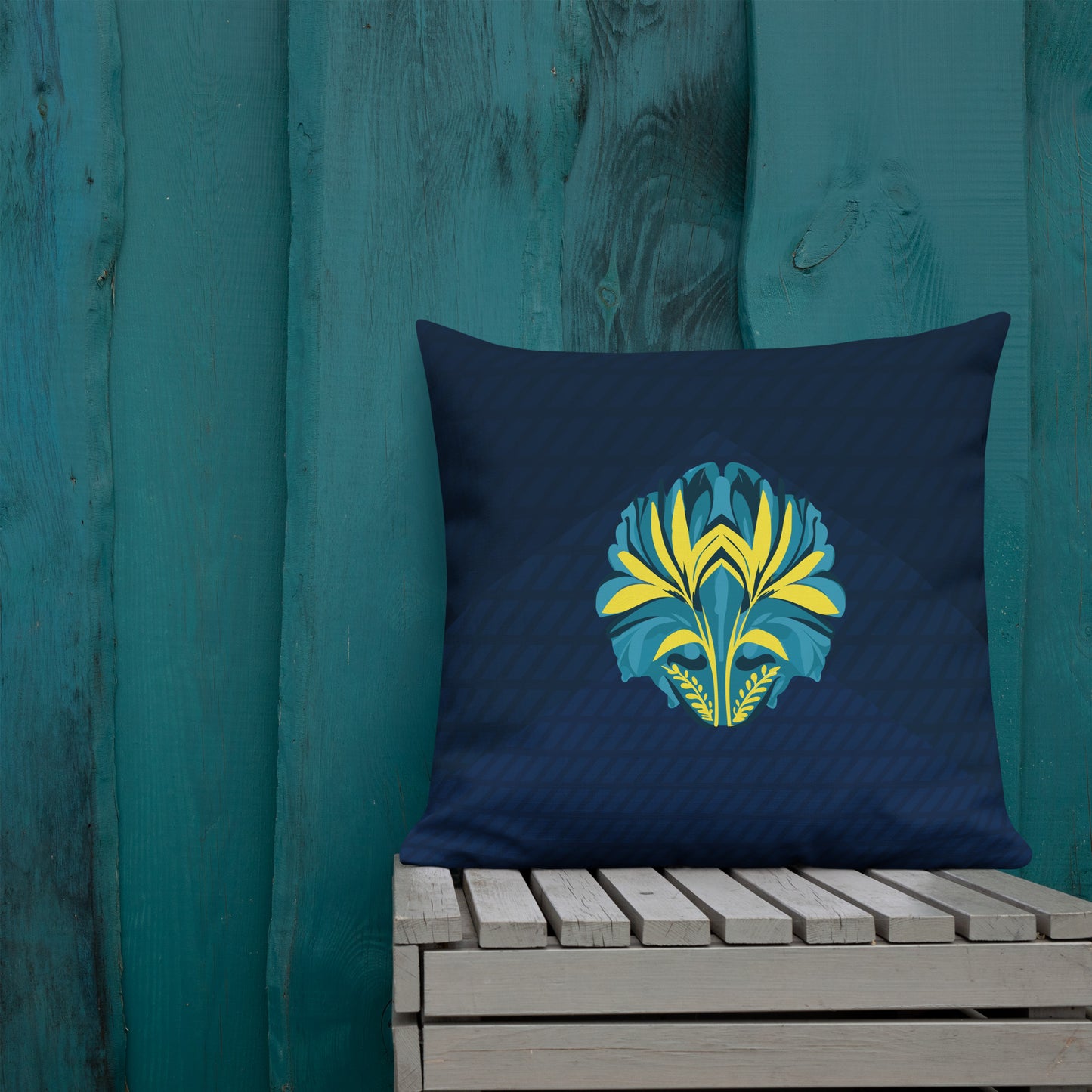 TRIBAL. Premium Pillow. Pachamama. Dark blue.