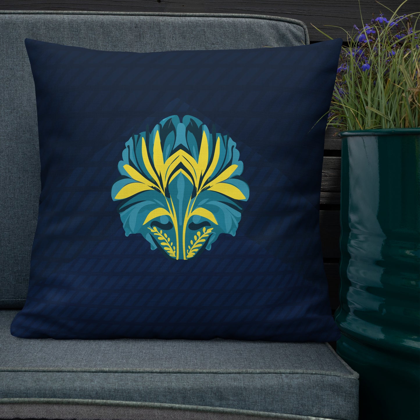 VIBE TRIBE. Premium Pillow. Pachamama. Dark blue.