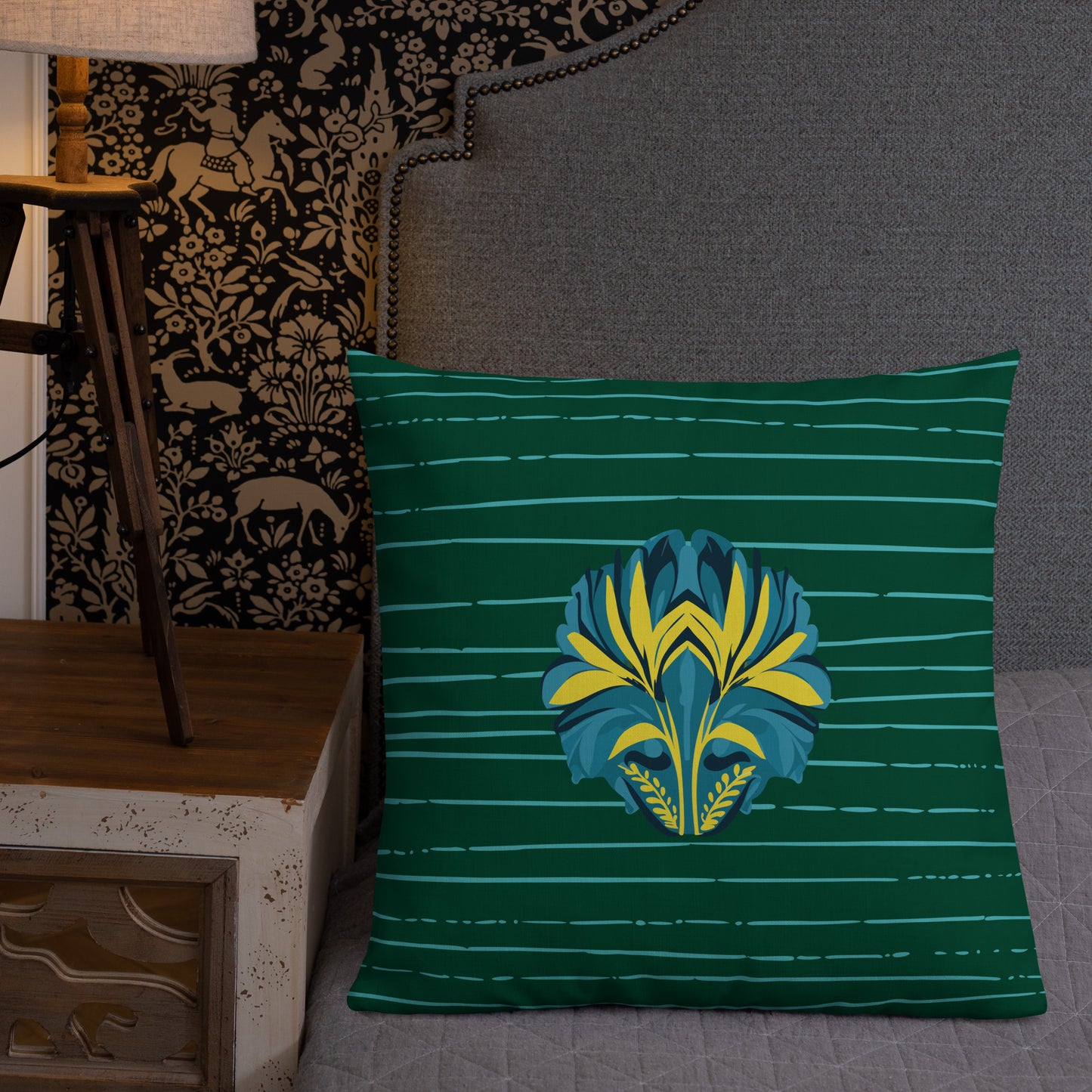 VIBE TRIBE. Premium Pillow. Pachamama. Green.