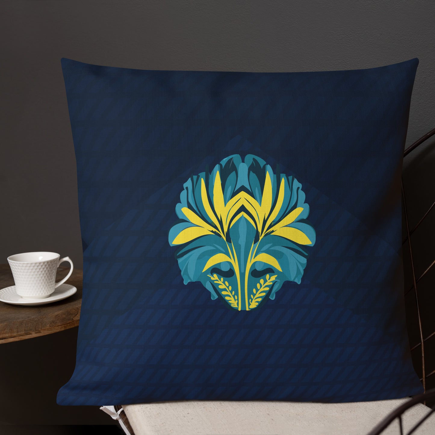 TRIBAL. Premium Pillow. Pachamama. Dark blue.