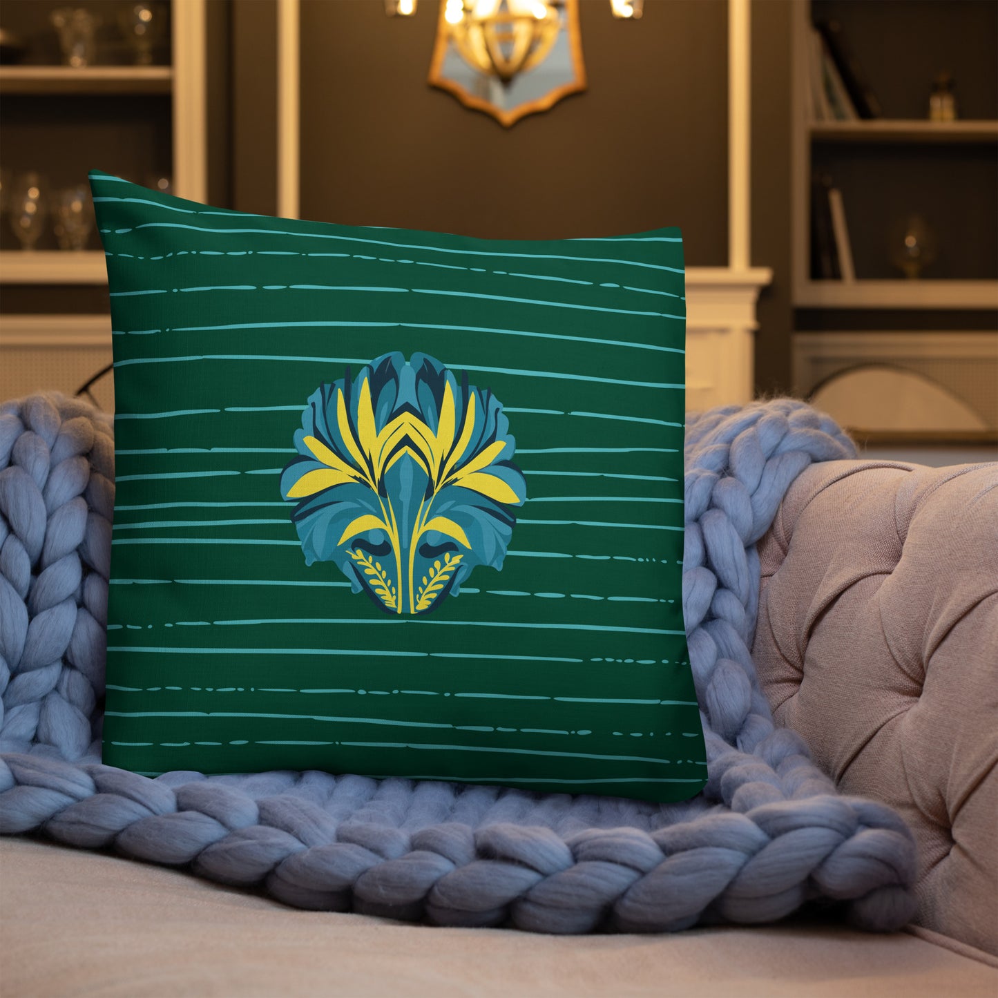 VIBE TRIBE. Premium Pillow. Pachamama. Green.