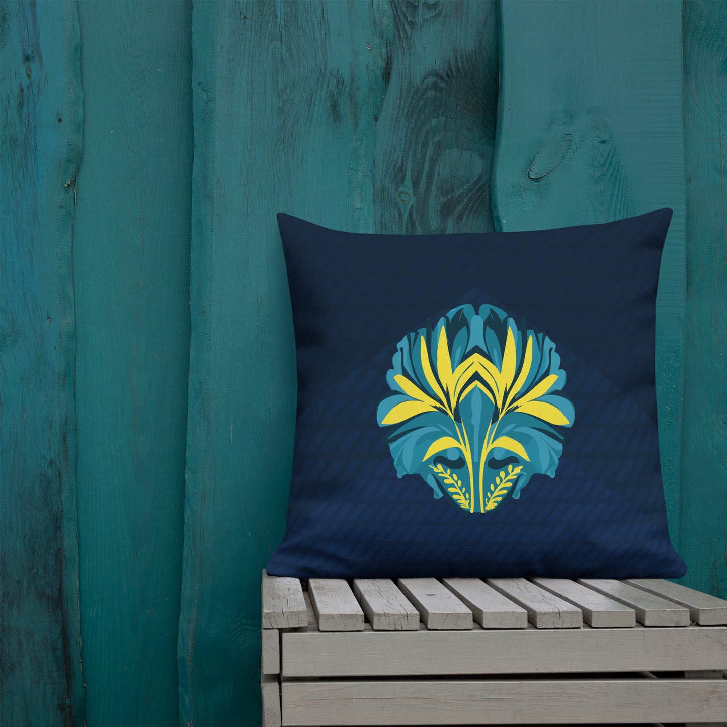 TRIBAL. Premium Pillow. Pachamama. Dark blue.