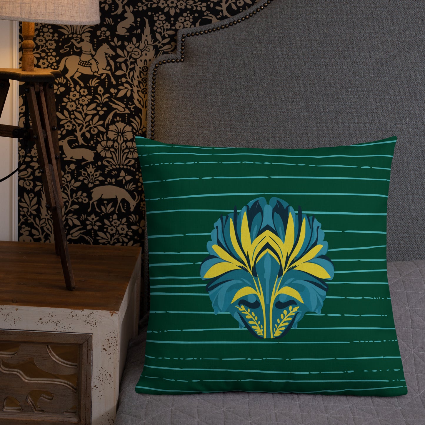 VIBE TRIBE. Premium Pillow. Pachamama. Green.