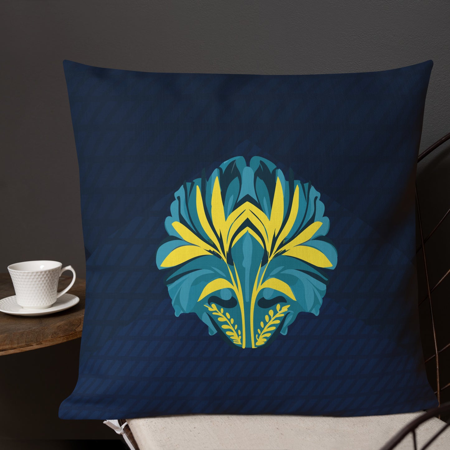 VIBE TRIBE. Premium Pillow. Pachamama. Dark blue.