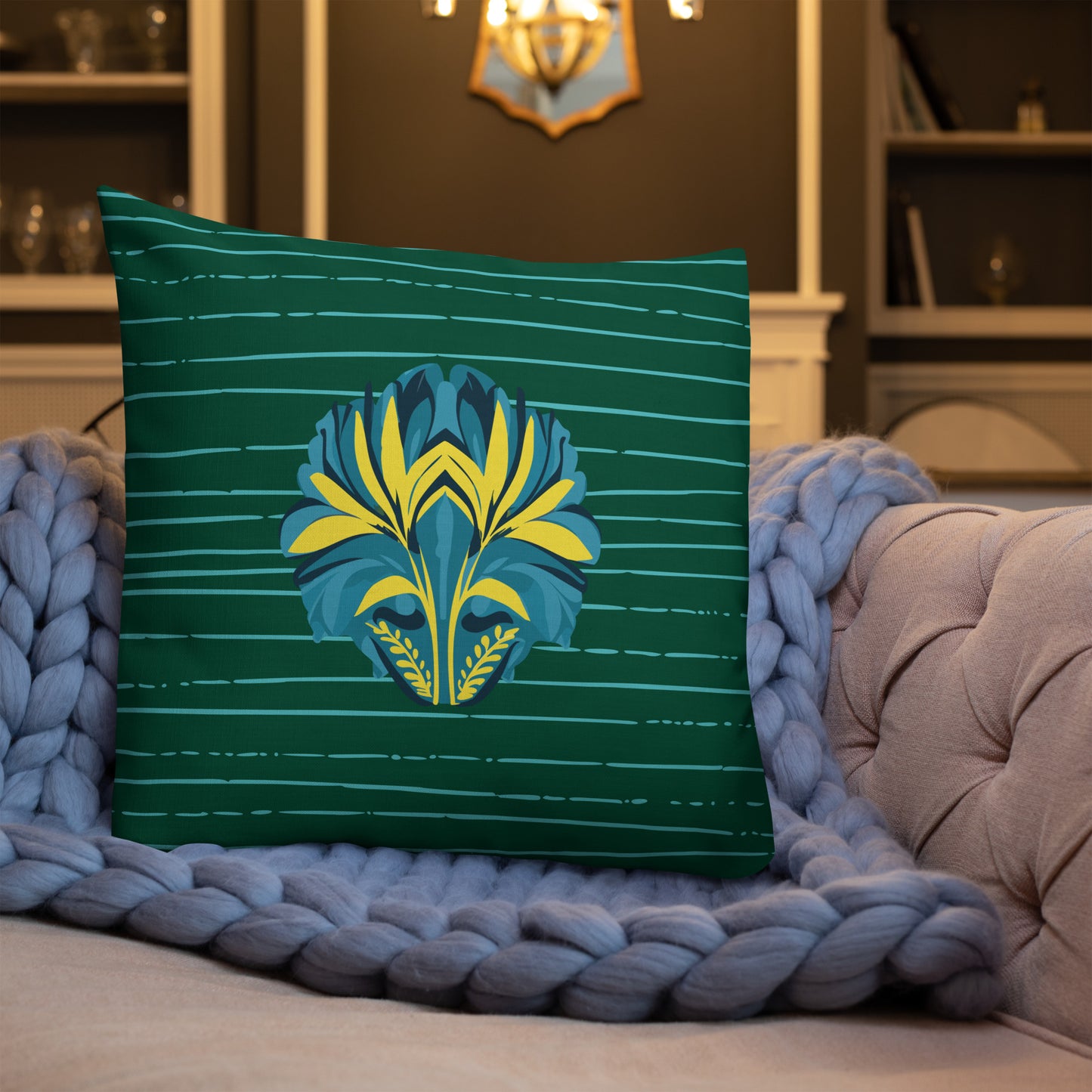 VIBE TRIBE. Premium Pillow. Pachamama. Green.