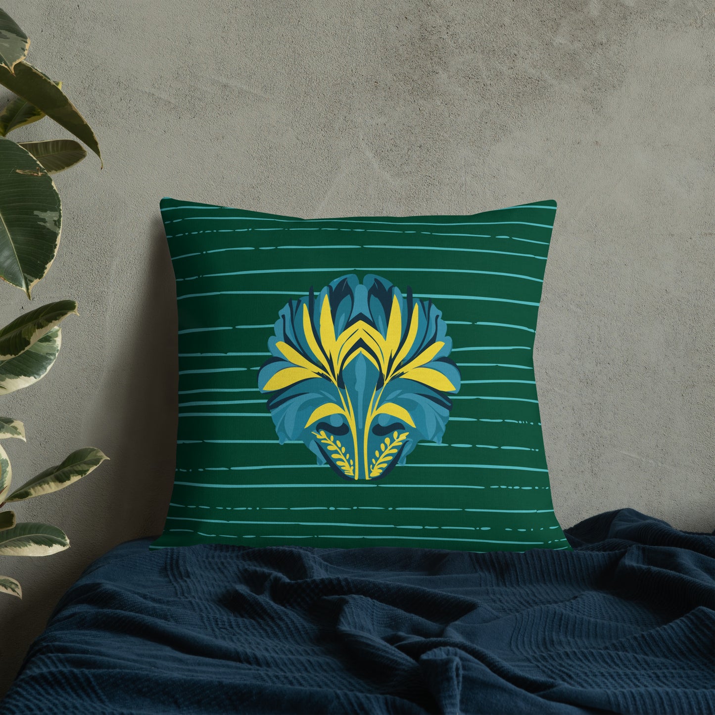 VIBE TRIBE. Premium Pillow. Pachamama. Green.