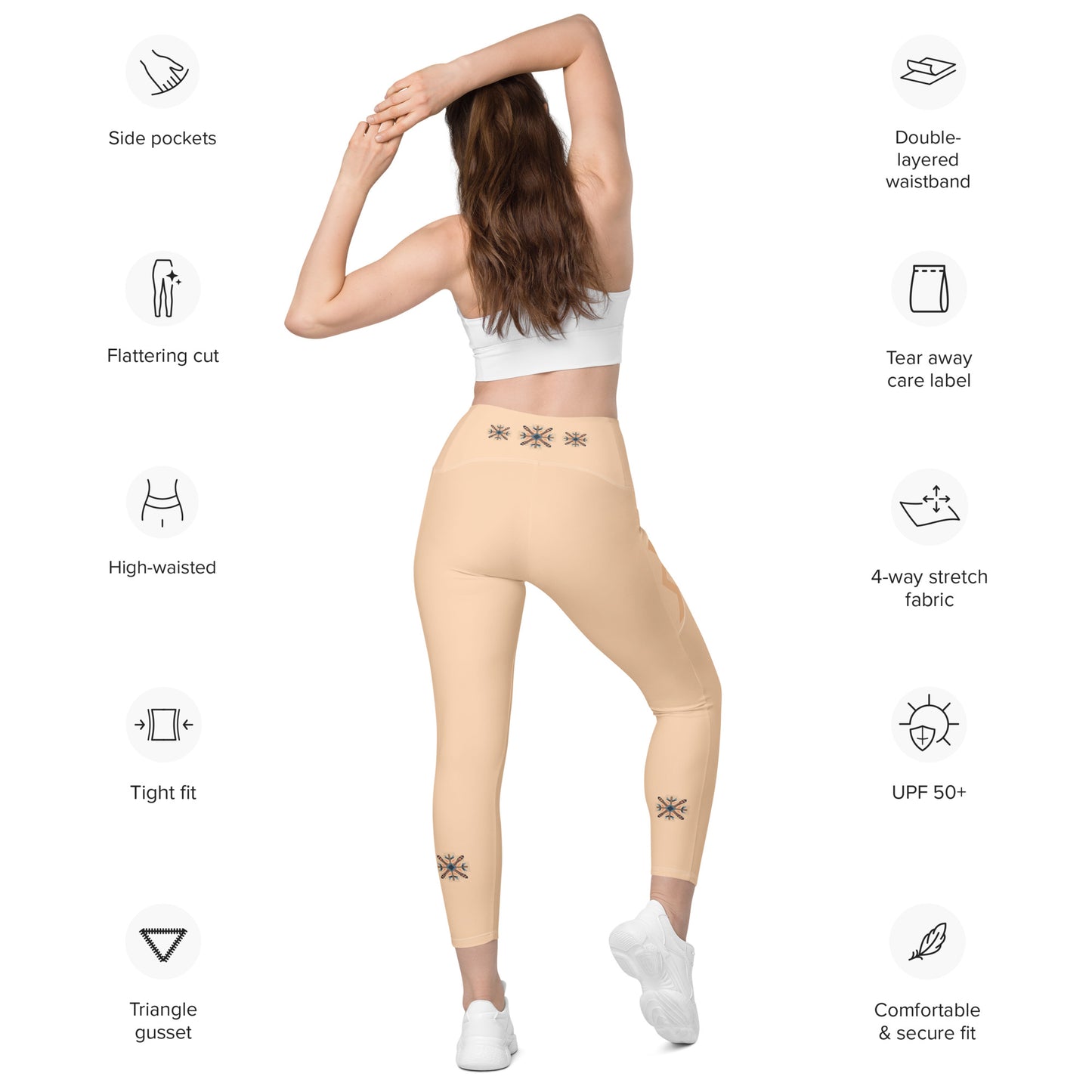VIBE TRIBE. Leggings with pockets. Cream.