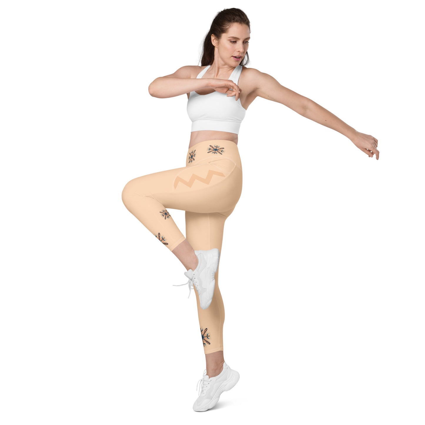 VIBE TRIBE. Leggings with pockets. Cream.