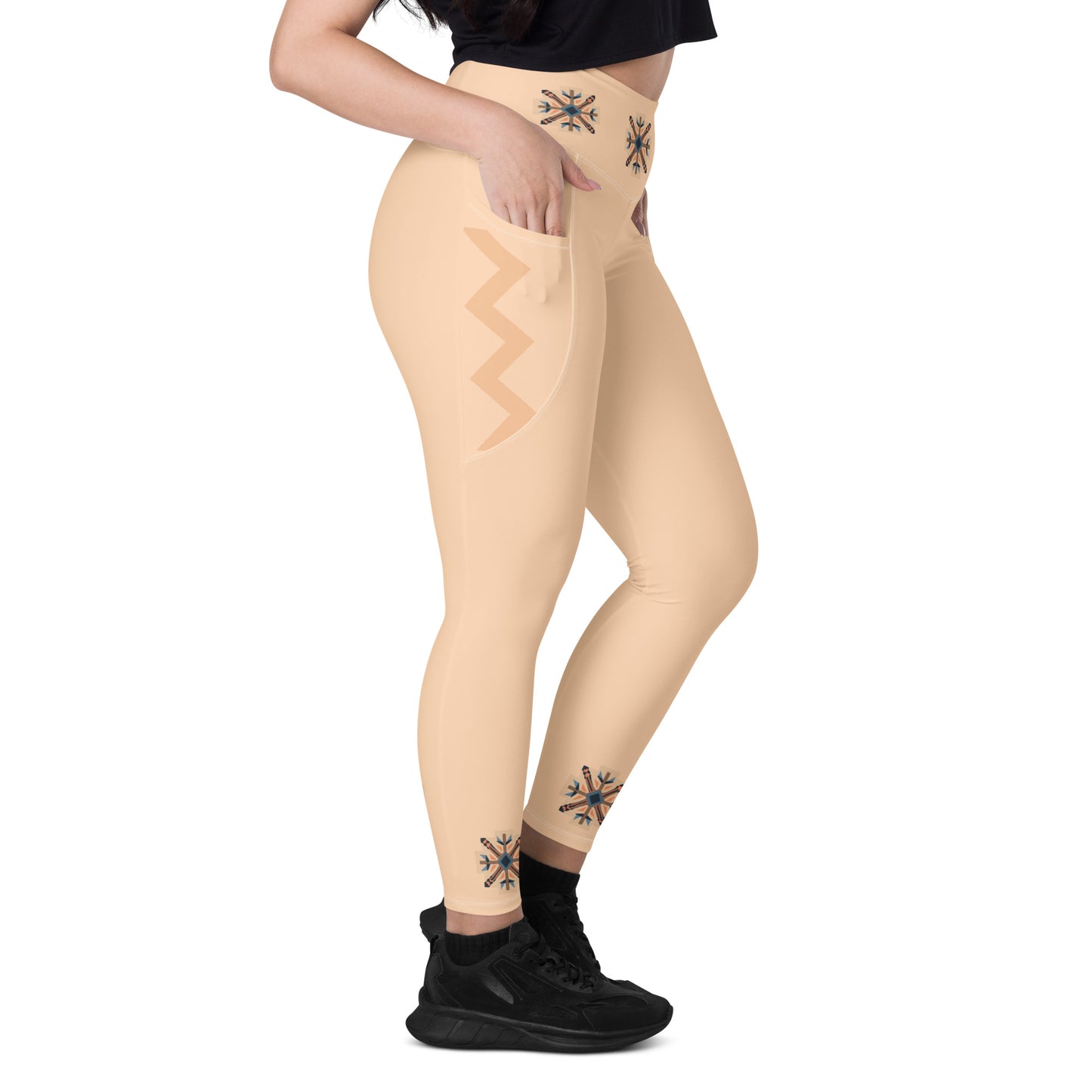 VIBE TRIBE. Leggings with pockets. Cream.