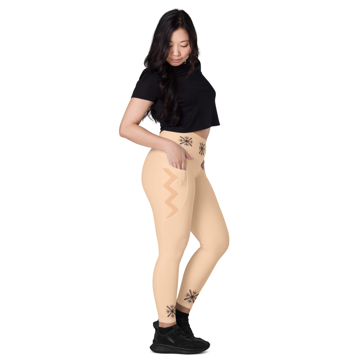 VIBE TRIBE. Leggings with pockets. Cream.
