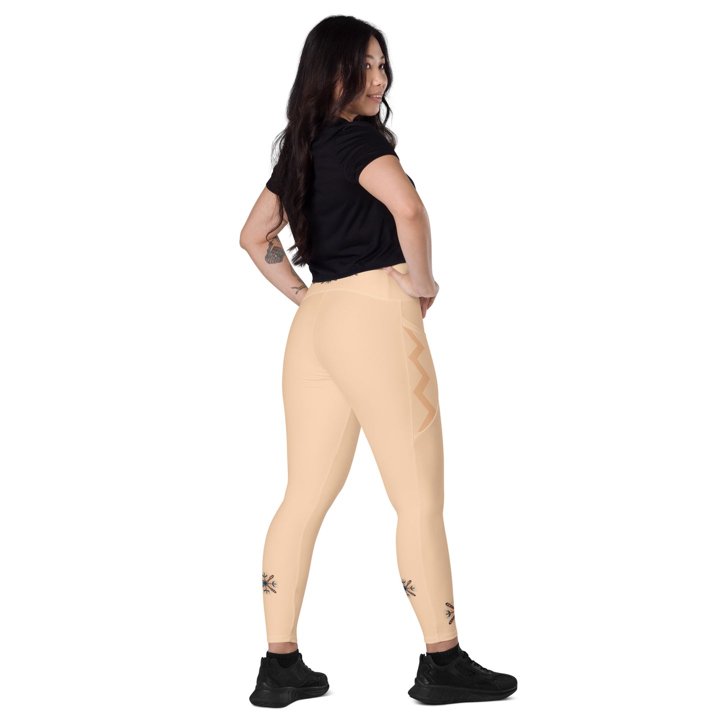 VIBE TRIBE. Leggings with pockets. Cream.