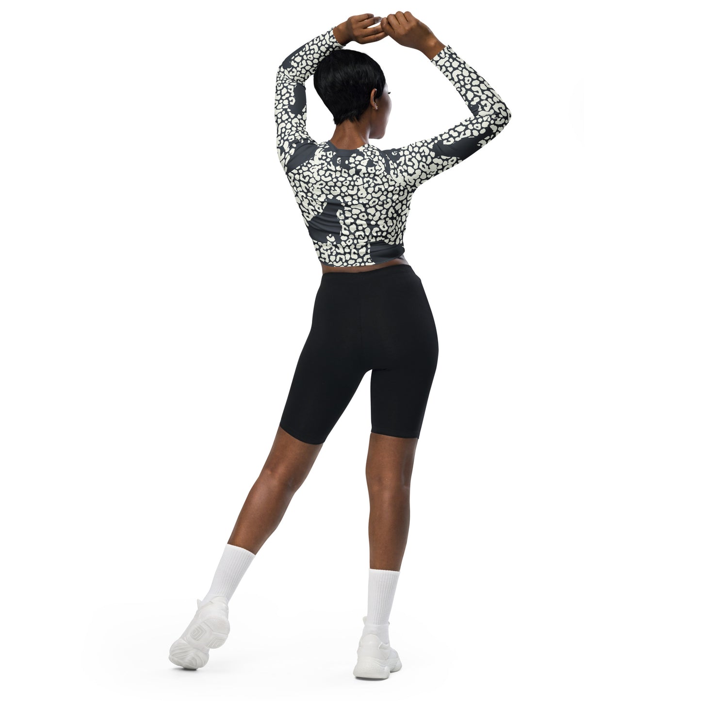 ANIMAL INSTINCT. Recycled long-sleeve crop top. BLACK PANTHER.