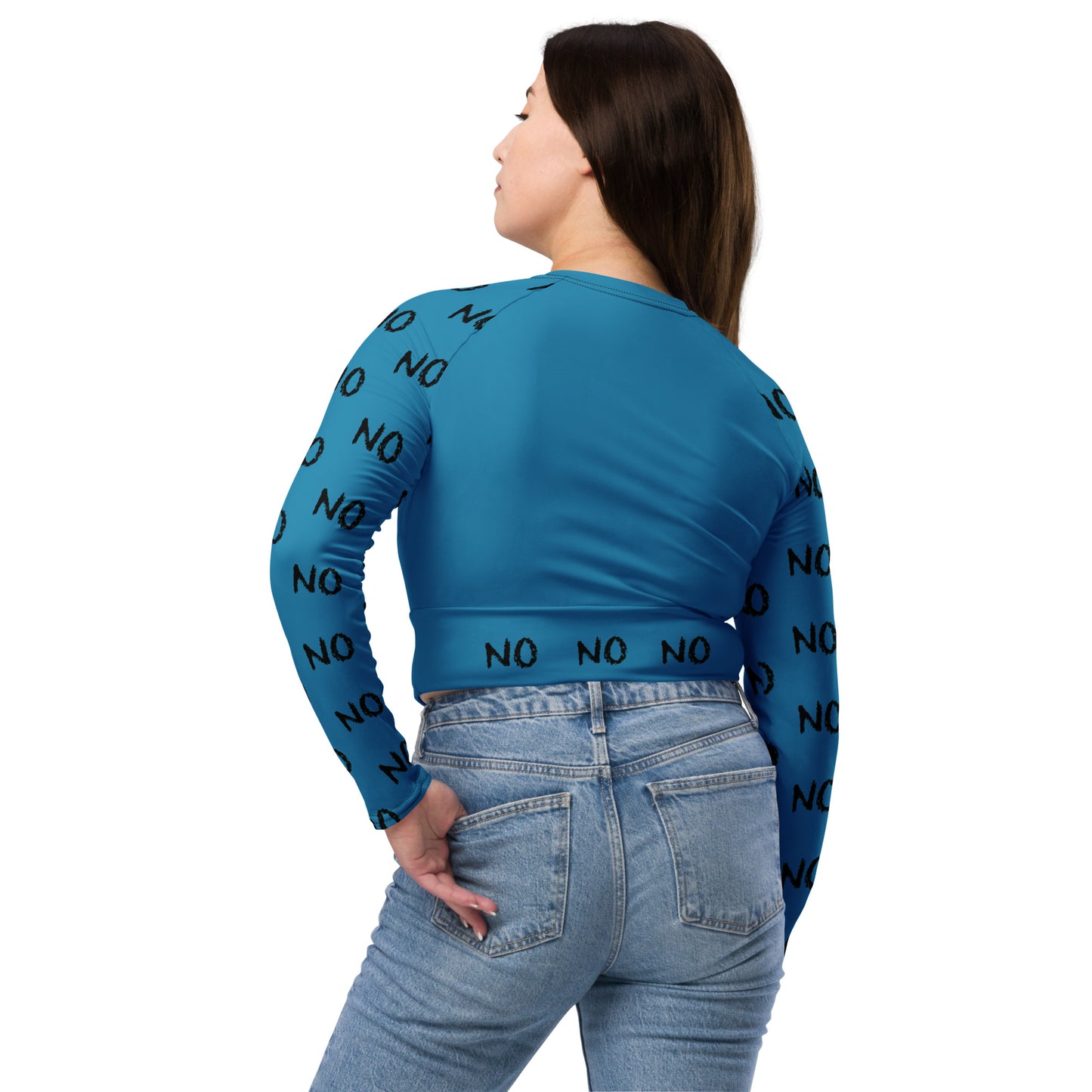 ATTITUDE. Recycled long-sleeve crop top. REBEL MIND. Blue.