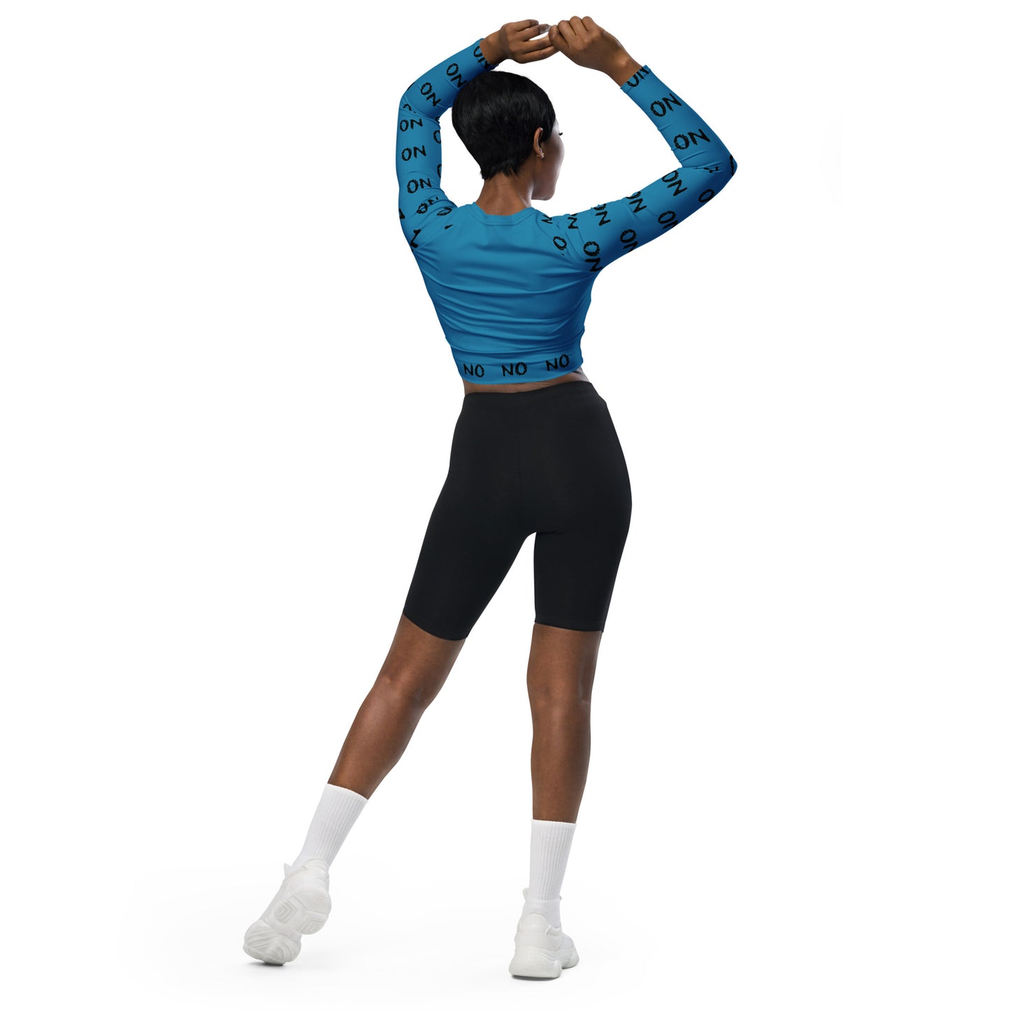 ATTITUDE. Recycled long-sleeve crop top. REBEL MIND. Blue.