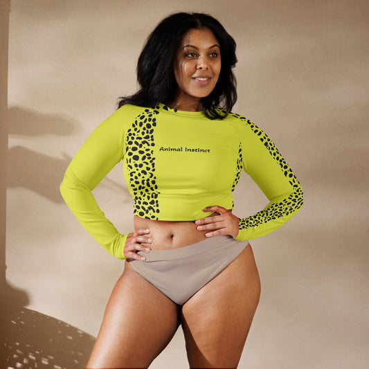ANIMAL INSTINCT. Recycled long-sleeve crop top