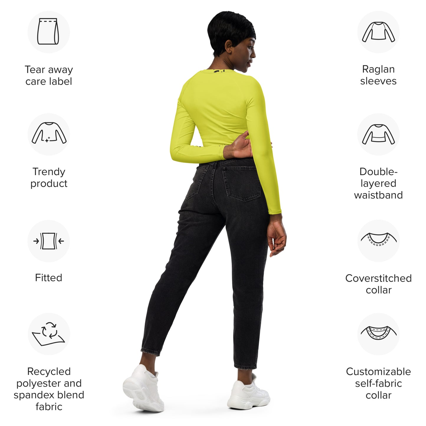 ANIMAL INSTINCT. Recycled long-sleeve crop top