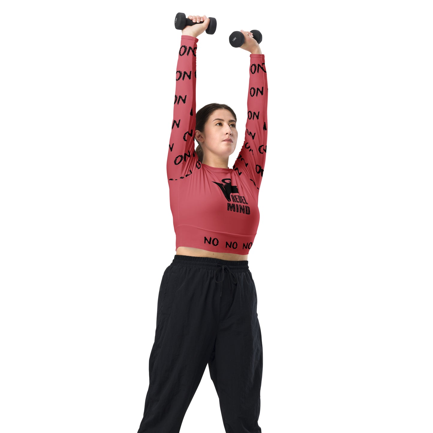 ATTITUDE. Recycled long-sleeve crop top. REBEL MIND. Pink.