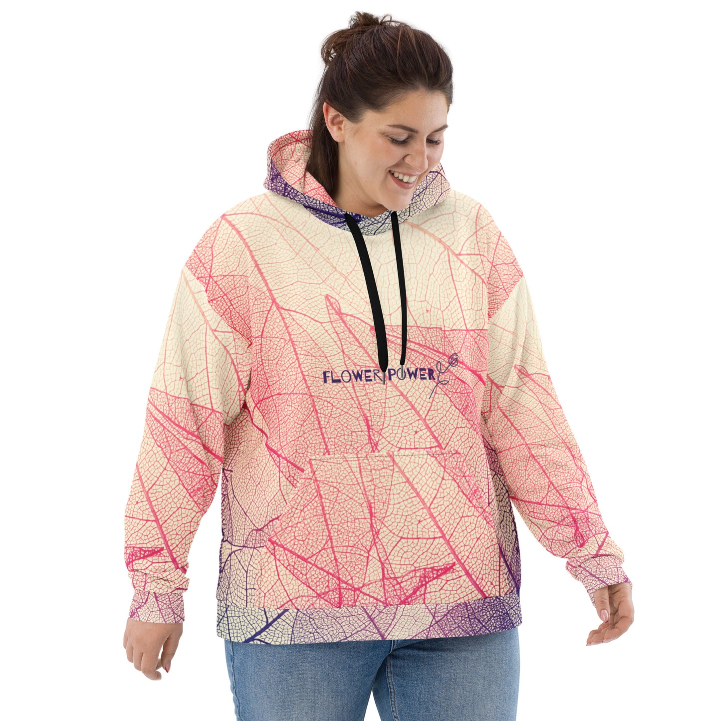 FLOWER POWER. Unisex Hoodie. Leaf.