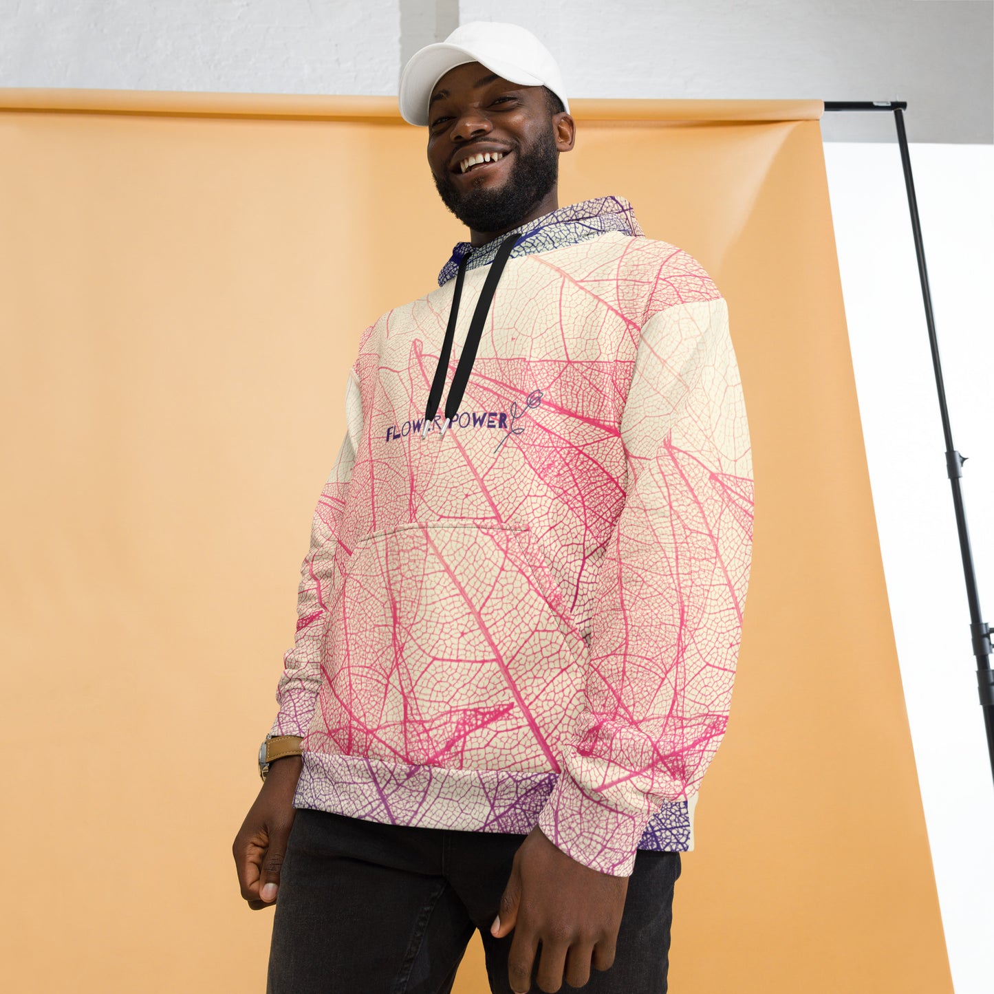 FLOWER POWER. Unisex Hoodie. Leaf.