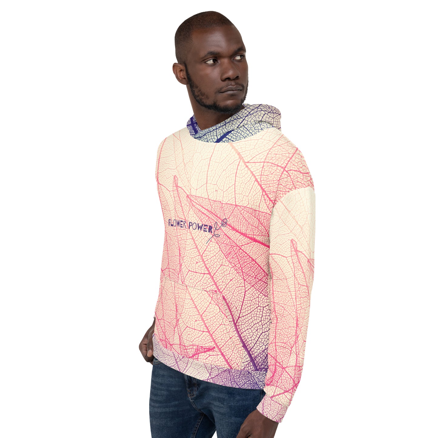 FLOWER POWER. Unisex Hoodie. Leaf.