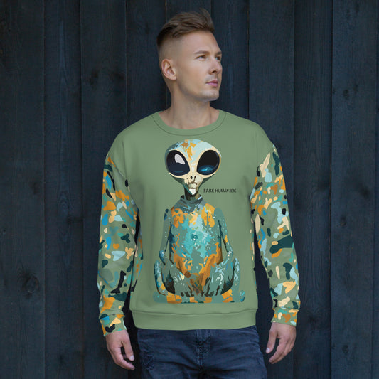 OUT OF SPACE. Unisex Sweatshirt. FAKE HUMAN BEING.