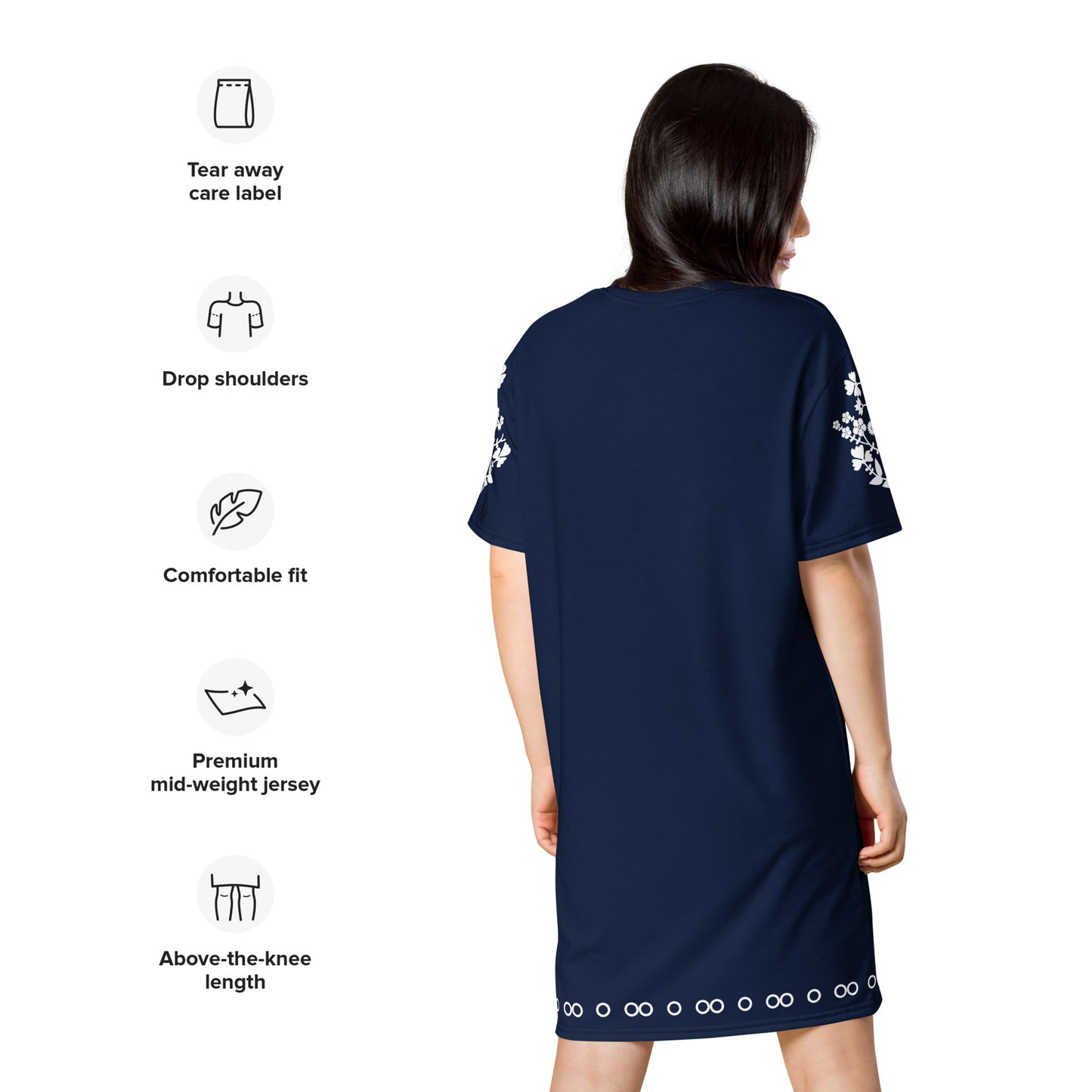 ROOTS! T-shirt dress. FOLKLORE. Navy.