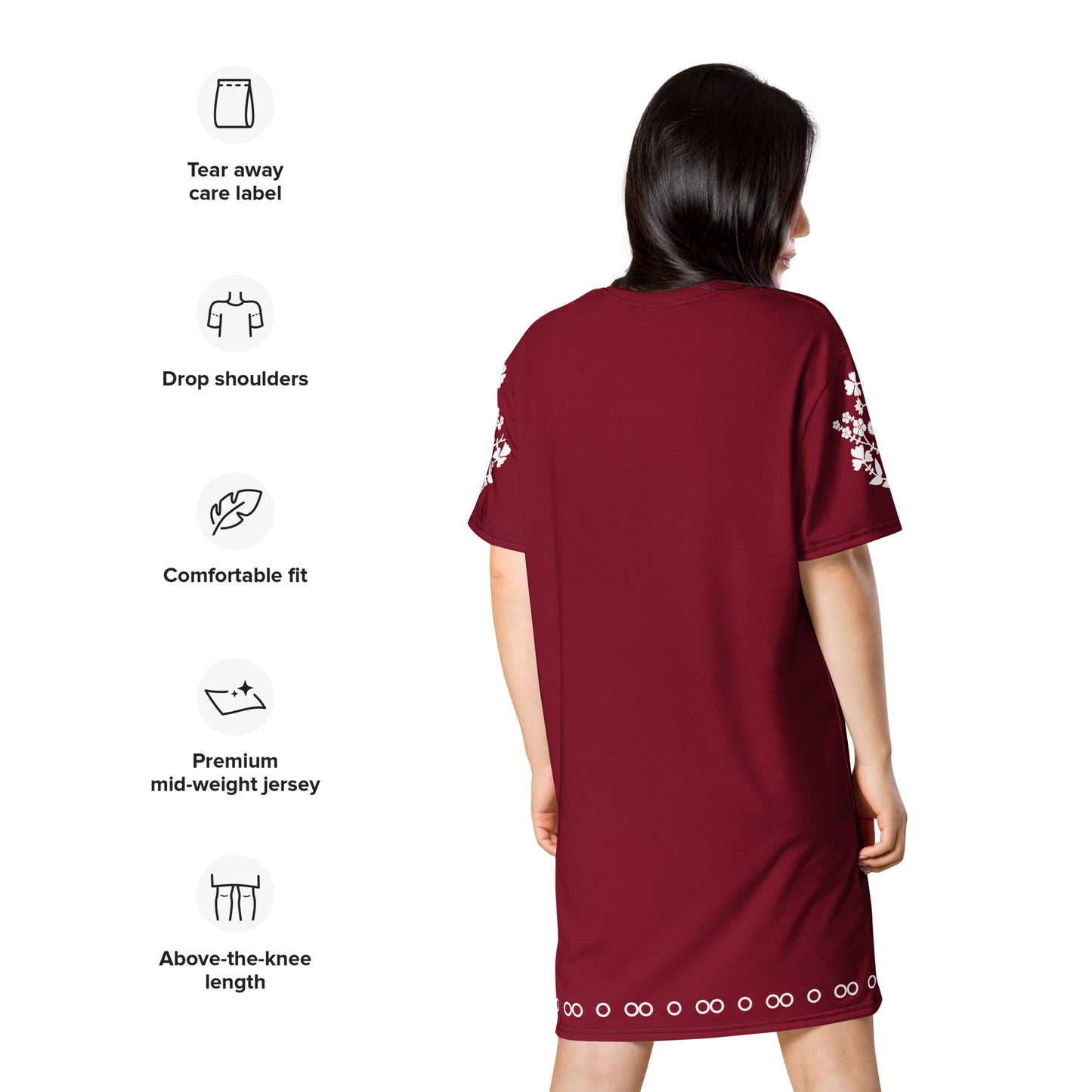 ROOTS! T-shirt dress. FOLKLORE. Wine Red.
