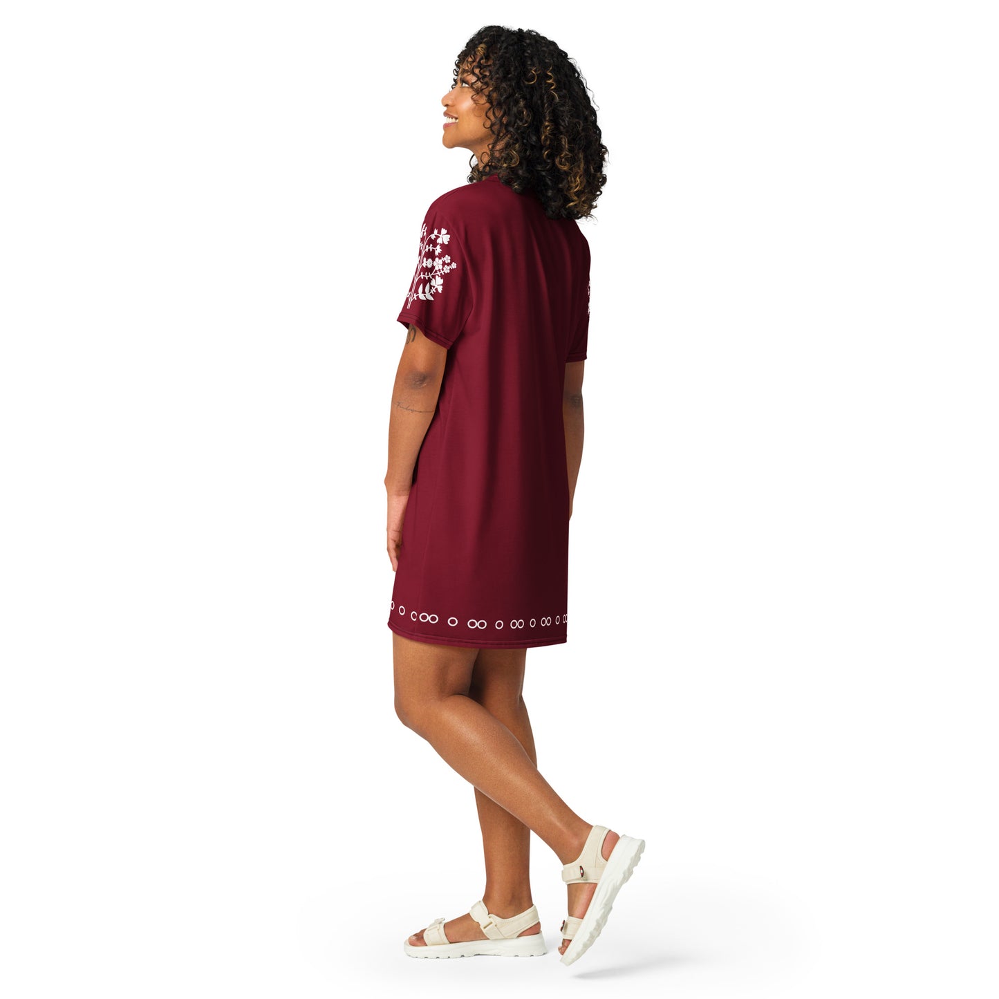 ROOTS! T-shirt dress. FOLKLORE. Wine Red.