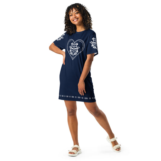 ROOTS! T-shirt dress. FOLKLORE. Navy.