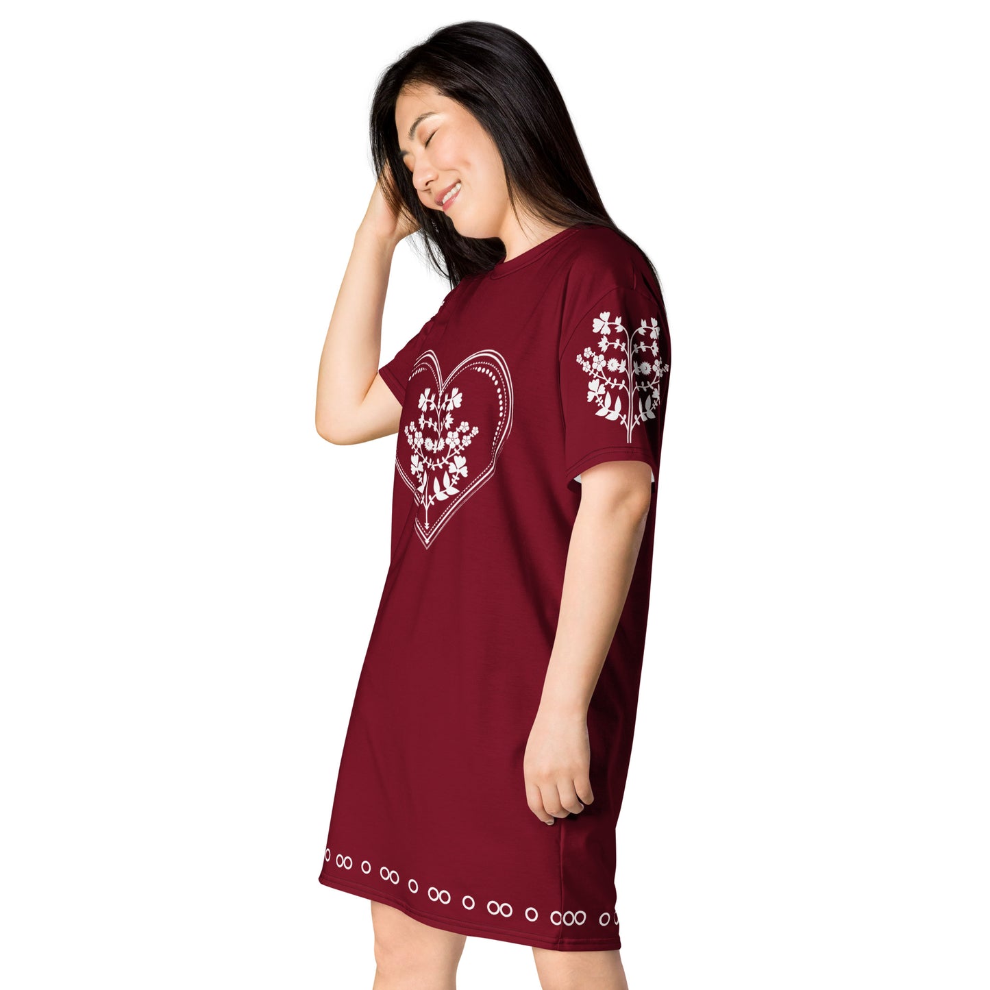 ROOTS! T-shirt dress. FOLKLORE. Wine Red.