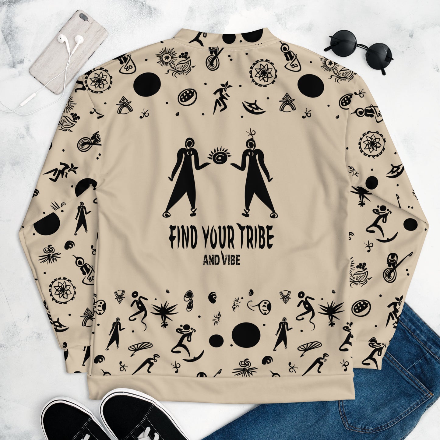 VIBE TRIBE. Designed Unisex Bomber Jacket.